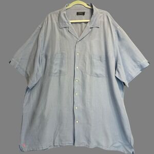 Polo Ralph Lauren Linen Silk Camp Shirt Loop Collar Big & Tall 3XLT Blue *read